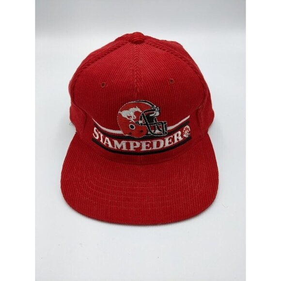 Vintage Calgary Stampeders CFL Hat Snapback 80s Corduroy Script Cap Ted Fletcher - Picture 2 of 8